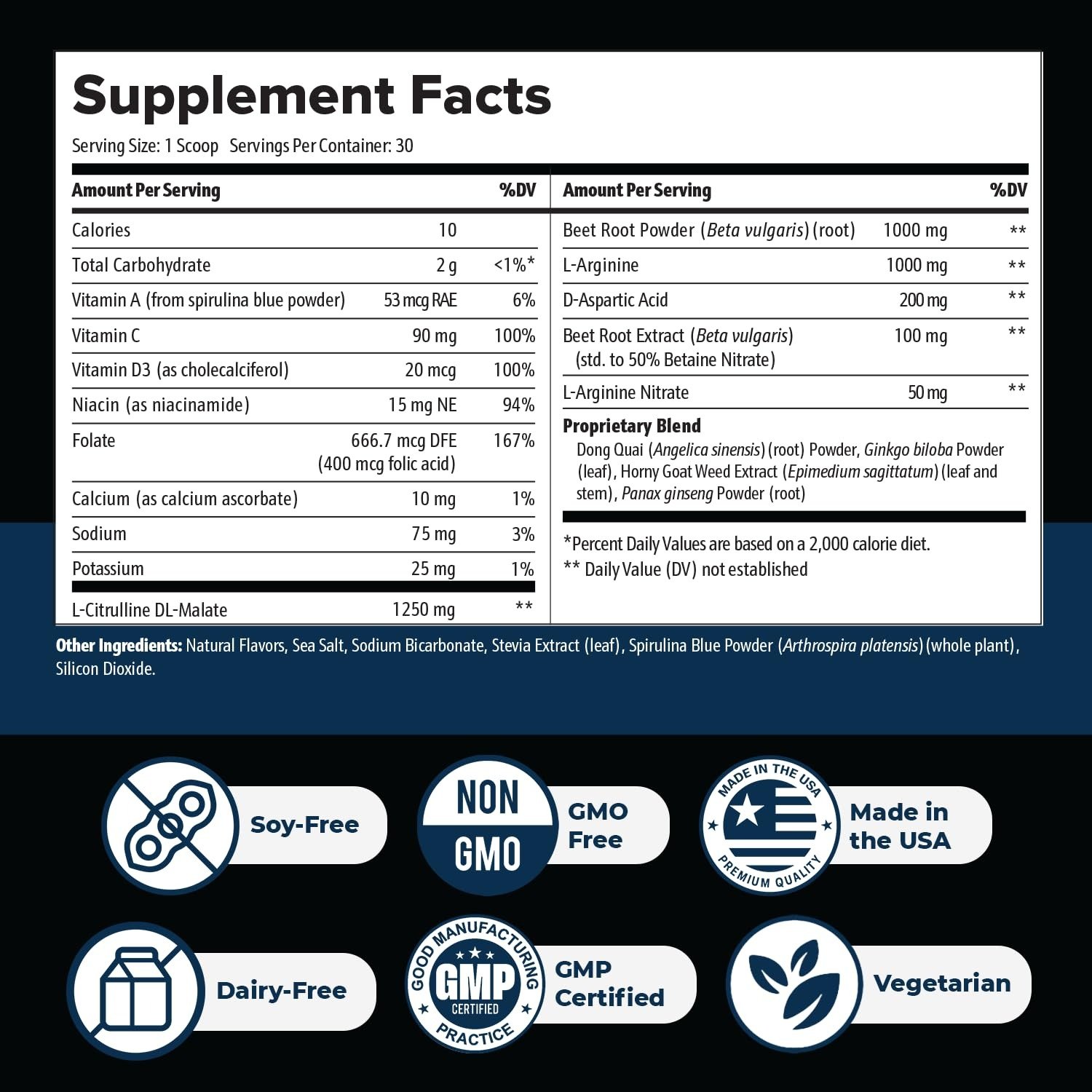 Nitric Boost Ultra supplement facts label