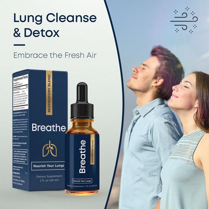 Breathe respiratory support supplement bottles and calm lifestyle image